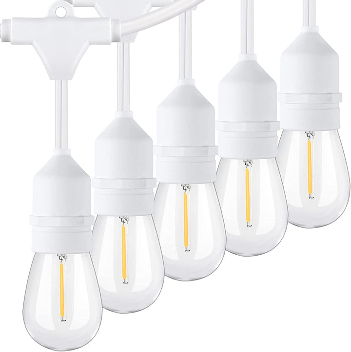 Lakumu Outdoor String Lights for Patio - 48FT 2-Pack LED Lights, Dimmable Warm White Bulbs, Waterproof & Shatterproof, Commercial Grade for Porch, Cafe, Backyard